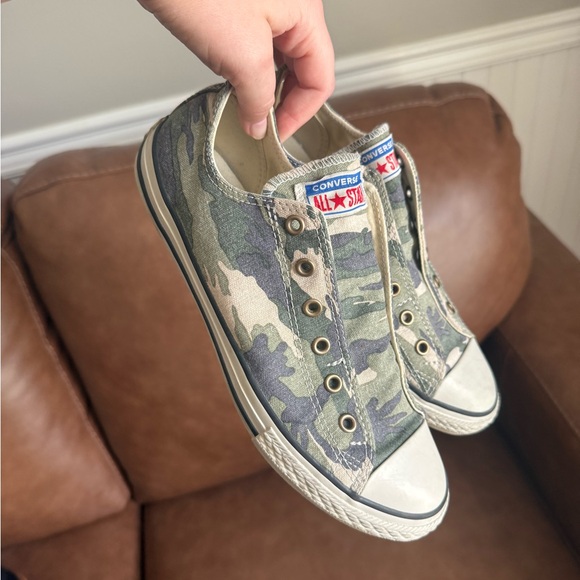 Converse Women's  Green Camouflage Slip on Sneakers - Picture 1 of 4